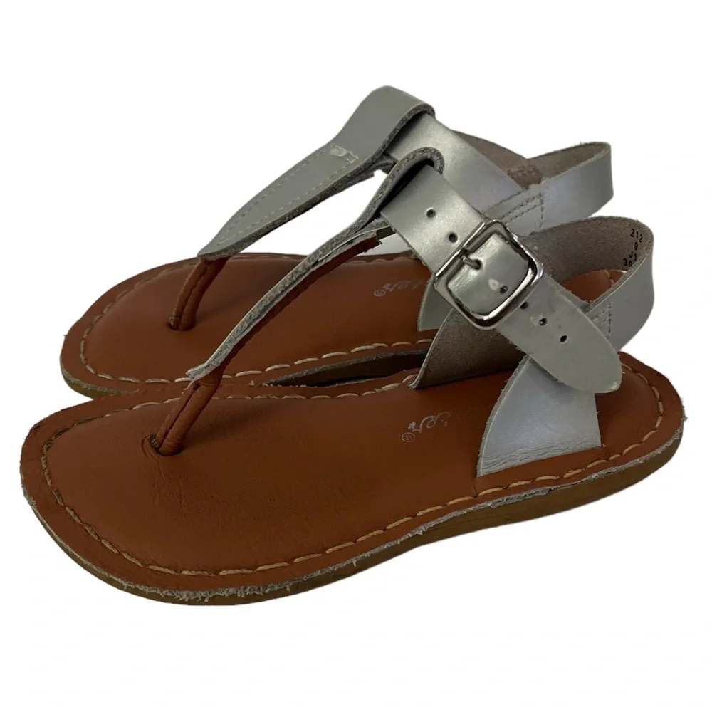 Salt Water Silver T-thong Sandals Size 9
